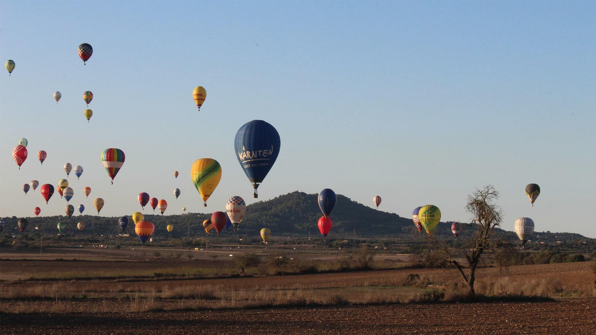 Hundred of hot air balloons flying countryside mallorca spectacular photo Adele Chretien min